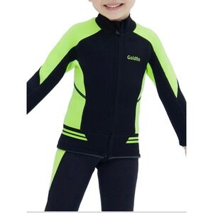 GoldFin Kids Wetsuit Jacket 2mm Neoprene Long Sleeve Swim Top Black Neon Size 6
